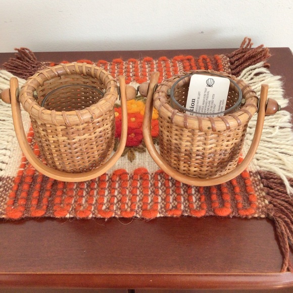 Two wicker candle holders with handle - Picture 7 of 10